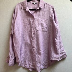 Target Woman Lavender Purple Linen Button Down Shirt Size 12